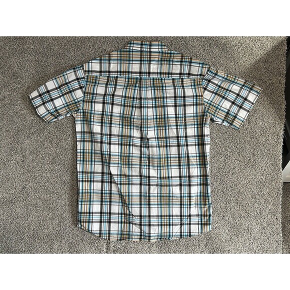 Cinch Men's Large Short Sleeve Button Shirt LOT of 2 Blue Green Orange Plaid - Picture 6 of 13